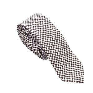 OTAA Australia Houndstooth Linen Cotton Blend Tie Men's Burgundy White Hand Made